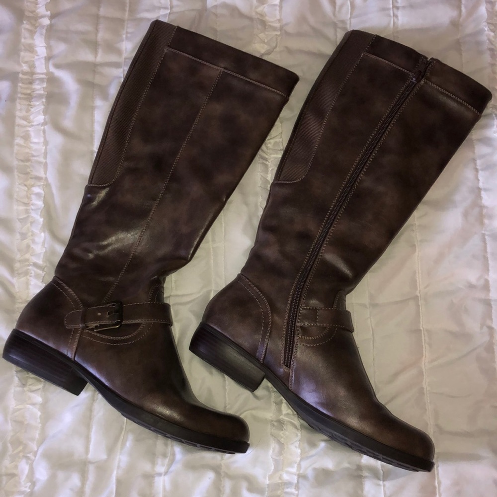 Kim Rogers Brown Riding Boots with Buckle